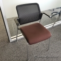 Brown Seat Mesh Back Stacking Guest Chair